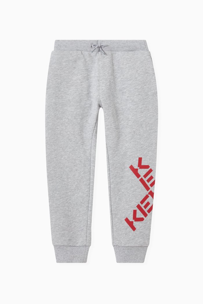 

Cross Logo Print Sweatpants in Cotton Fleece, Grey