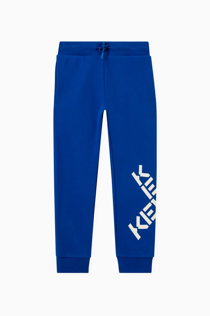 

Cross Logo Print Sweatpants in Cotton Fleece, Blue