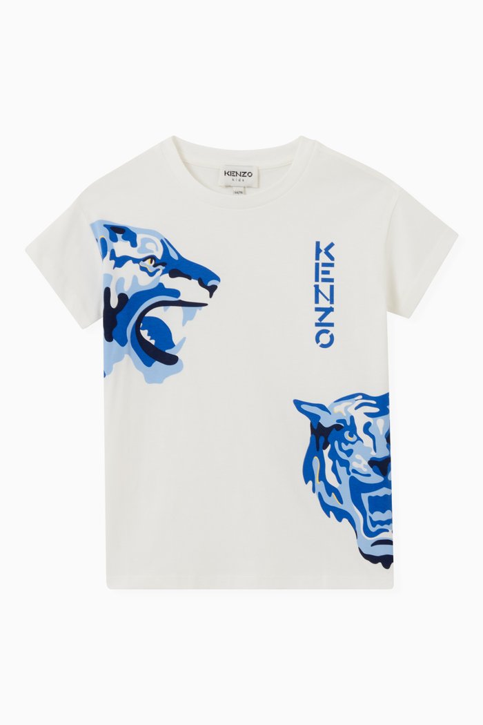 

Tiger Half & Half Print T-shirt in Organic Cotton Jersey, Neutral