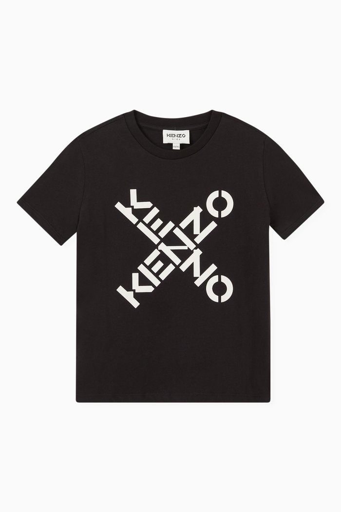 

Cross Logo Print T-shirt in Organic Cotton Jersey, Black