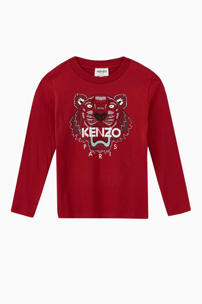 

Kenzo Tiger Print T-shirt in Organic Cotton Jersey, Red