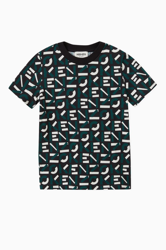 

All-over Logo Print T-shirt in Cotton Jersey, Black