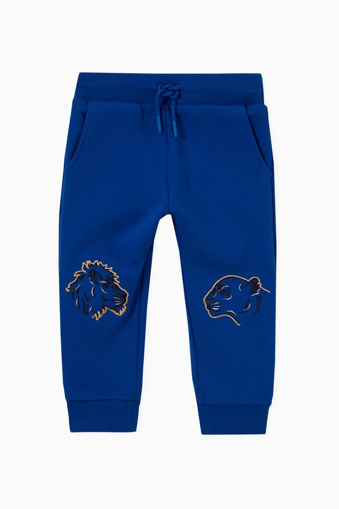 

Lion & Tiger Print Sweatpants in Cotton Fleece, Blue
