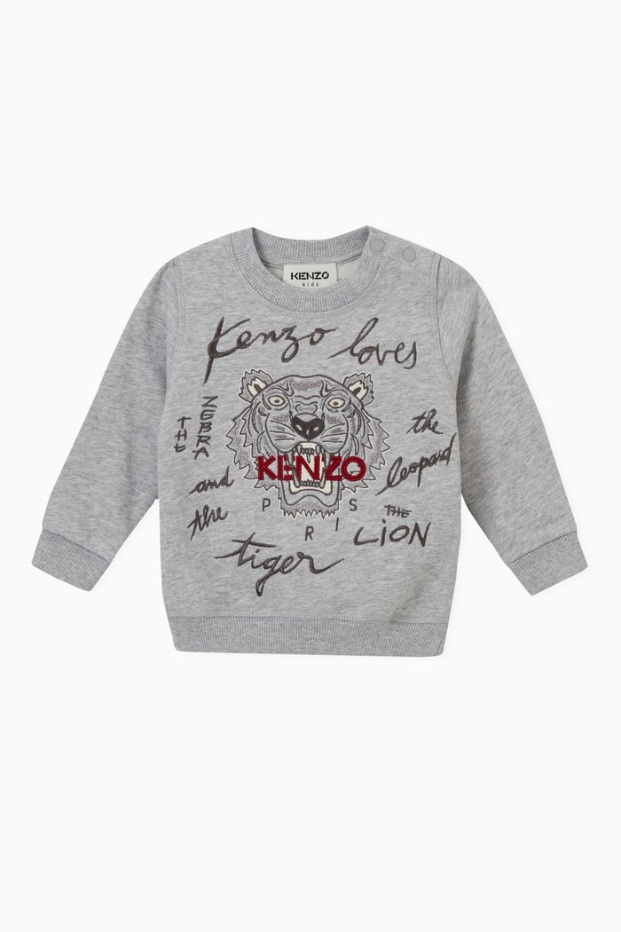 

Kenzo Loves Embroidered Sweatshirt in Brushed Fleece, Grey