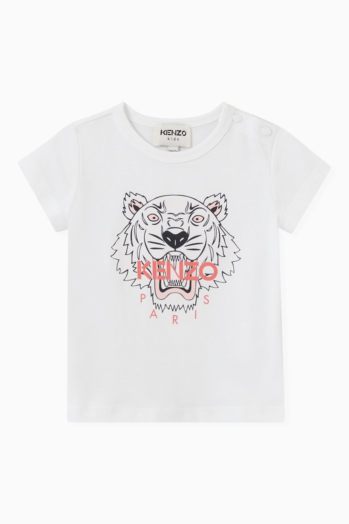 

Kenzo Tiger & Logo Print T-shirt in Organic Cotton, White