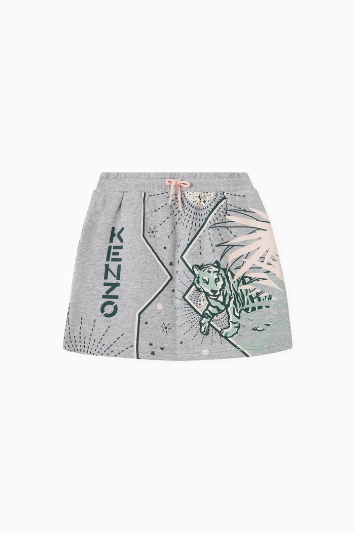 

Vertical Kenzo Tiger & Logo Print Skirt Printed Fleece, Grey