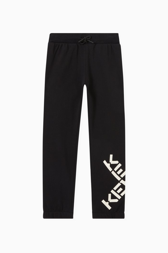 

Cross Logo Print Sweatpants in Cotton Fleece, Black