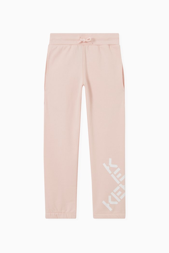 

Cross Logo Print Sweatpants in Brushed Fleece, Pink