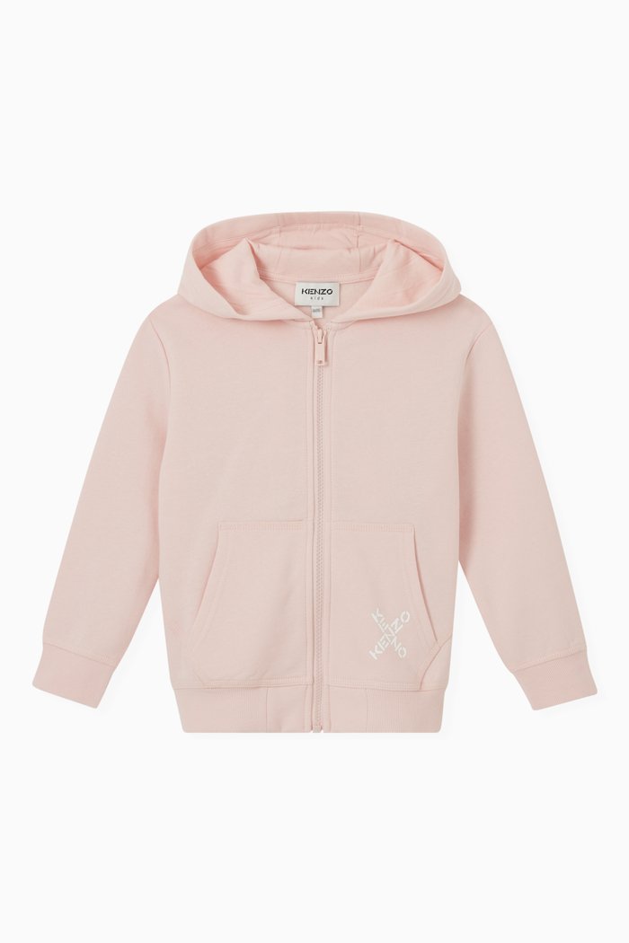 Cross Logo Hoodie in Brushed Fleece, Pink
