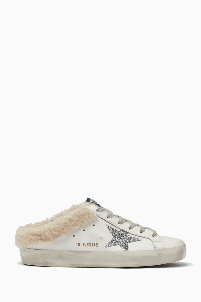 

Superstar Sabots Sneakers in Leather & Shearling, White