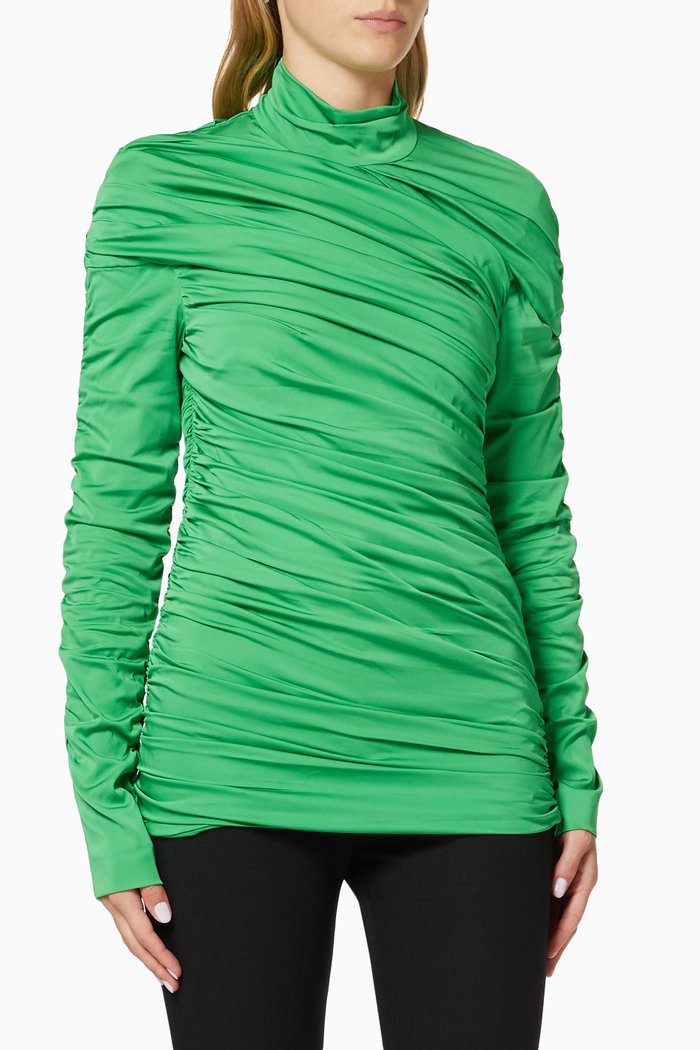 

Faye Ruched Top in Sustainable Viscose, Green