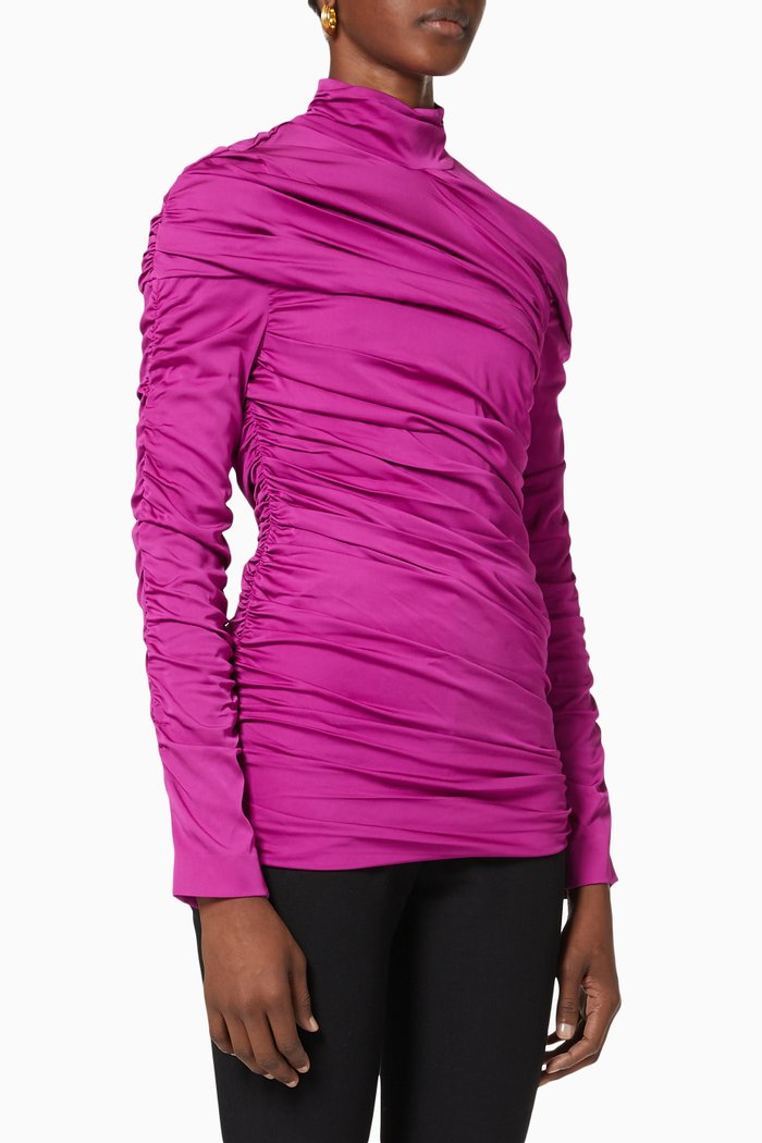

Faye Ruched Top in Sustainable Viscose, Purple