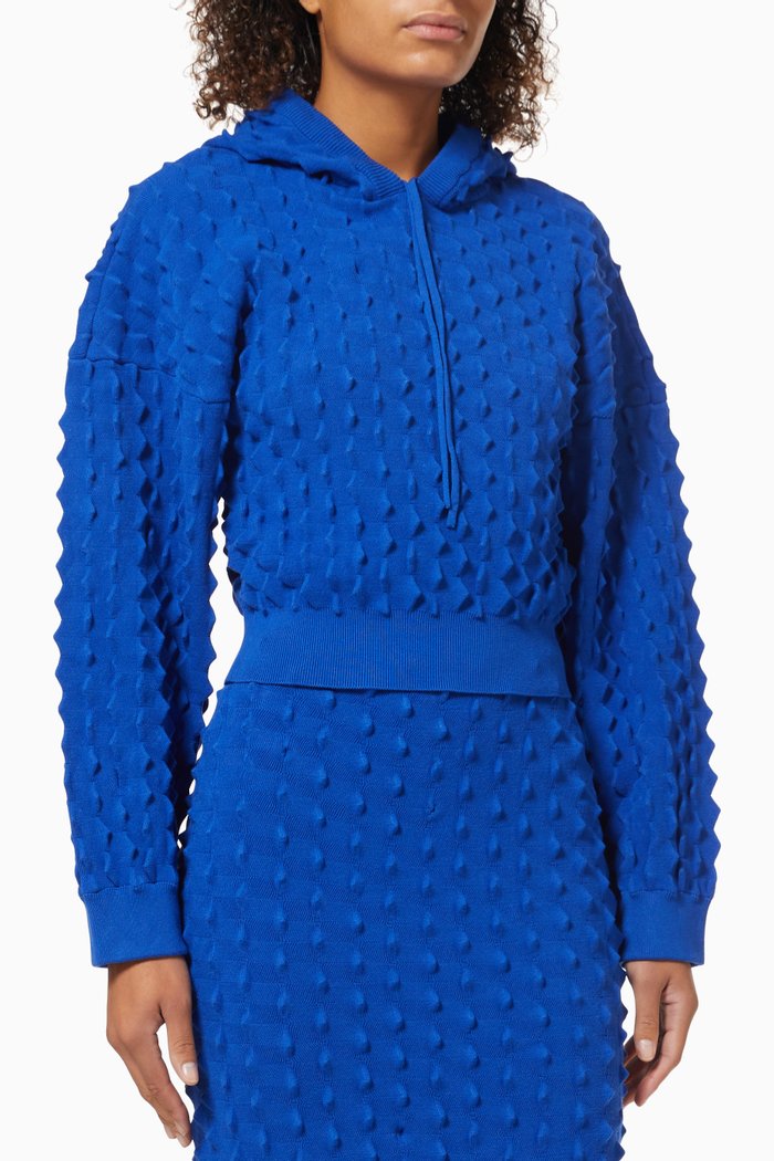 

Light Popcorn Hooded Sweater in Sustainable Viscose, Blue