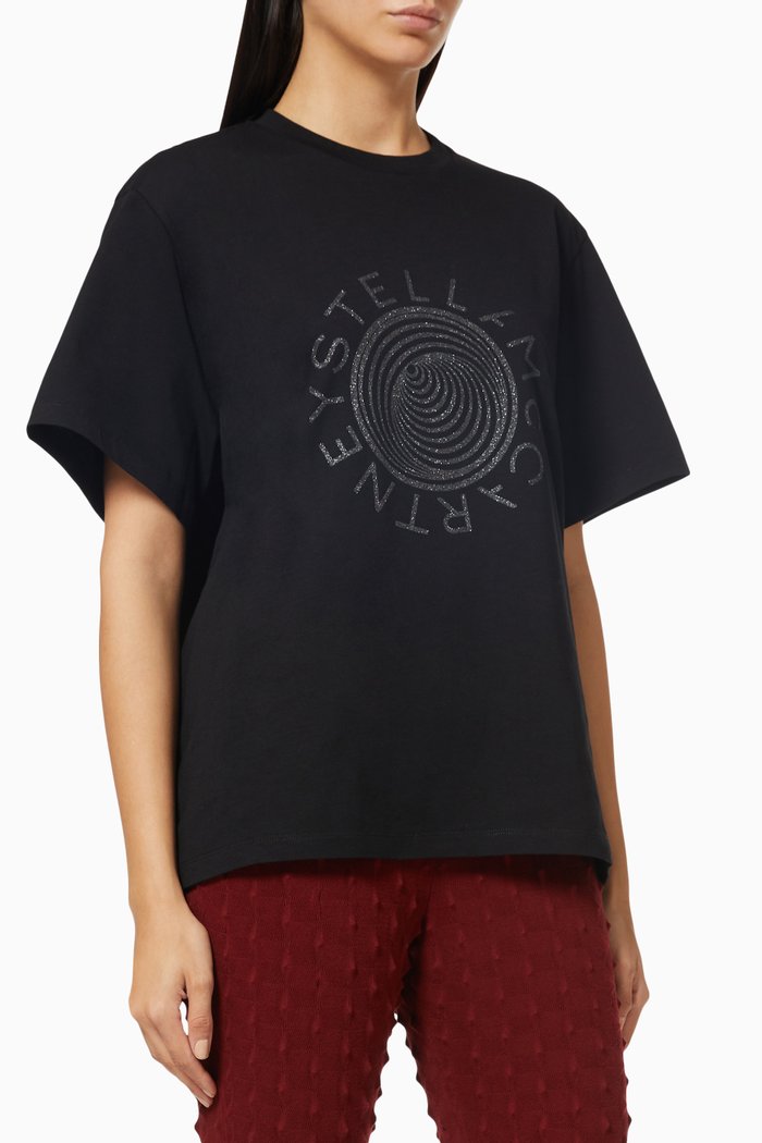 

Optical Glitter Logo T-shirt in Organic Cotton, Black