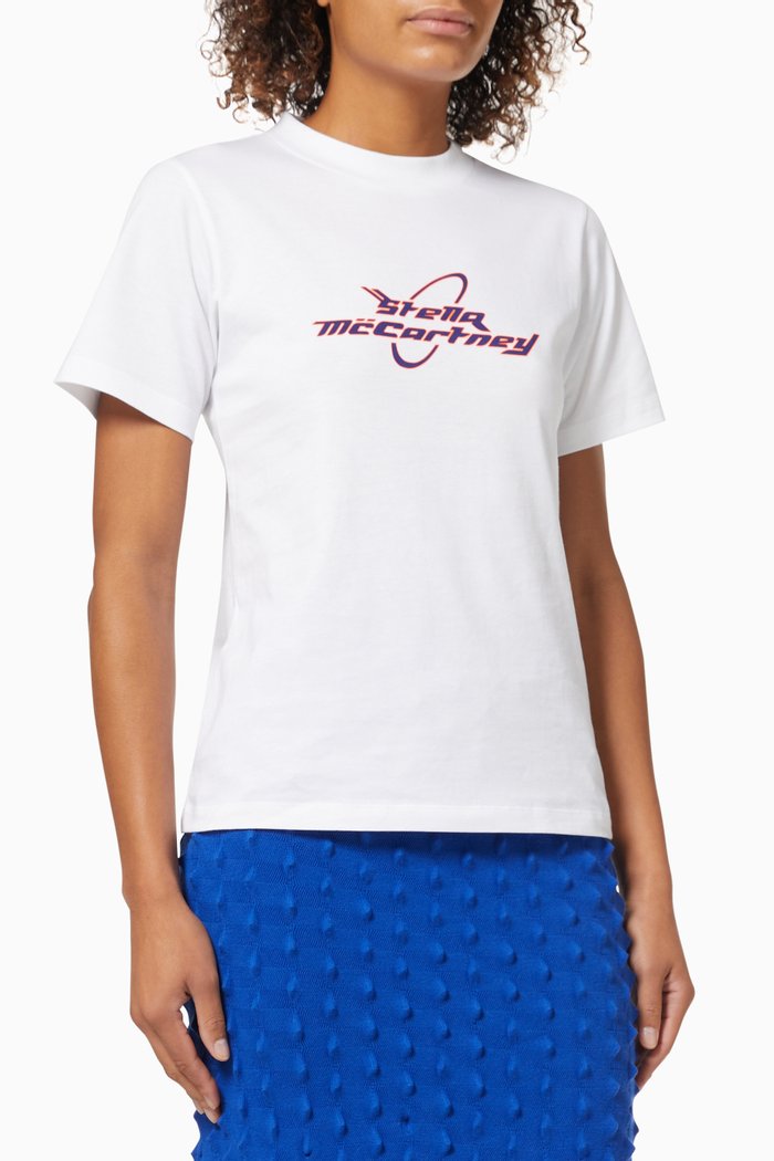 

Saturn Logo Print T-shirt in Organic Cotton, White