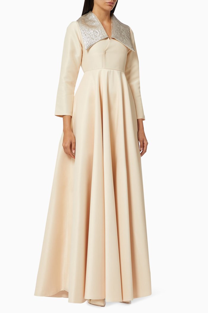 

Two Tone Dress in Satin, Neutral