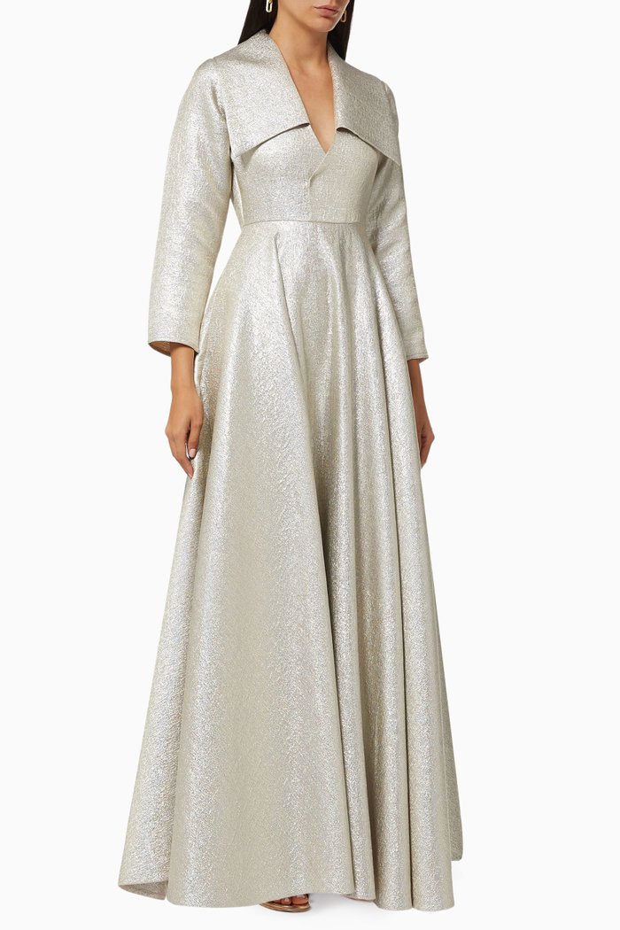 

Metallic Collared Dress, Silver