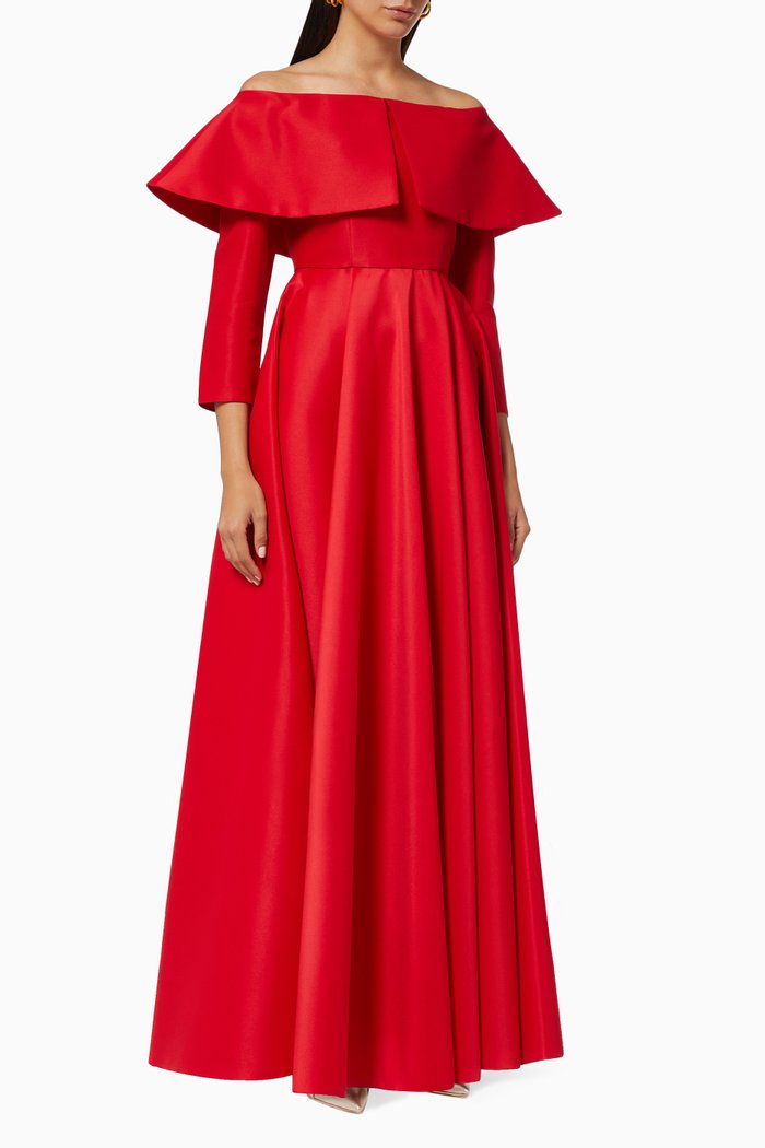 

Flared Dress in Satin, Red
