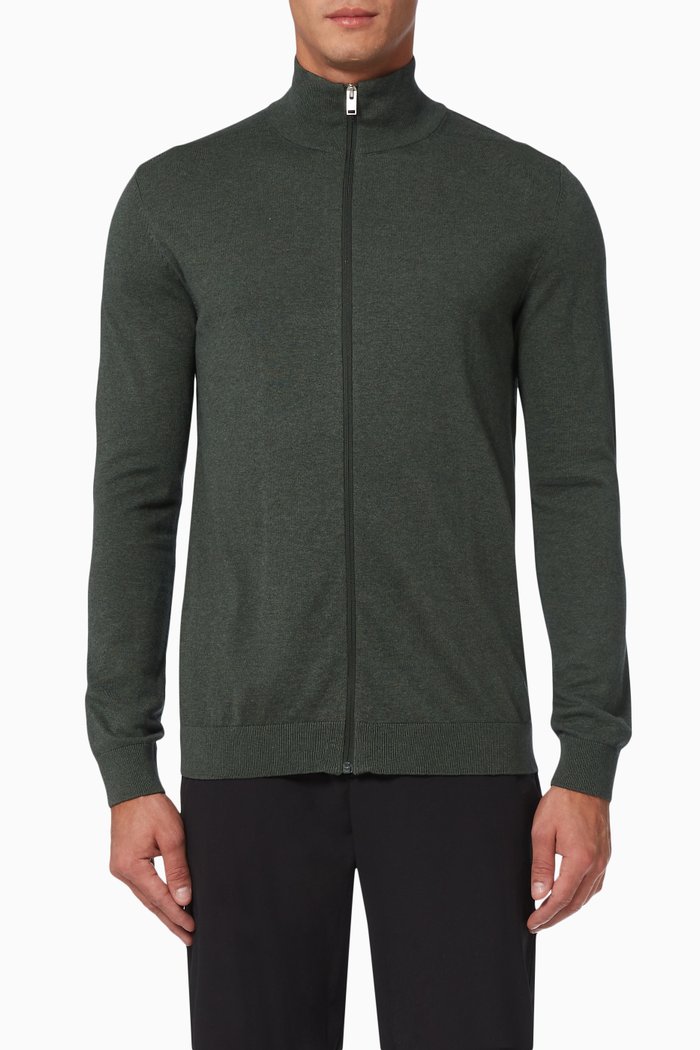 Knitted Pullover in Pima Cotton, Green