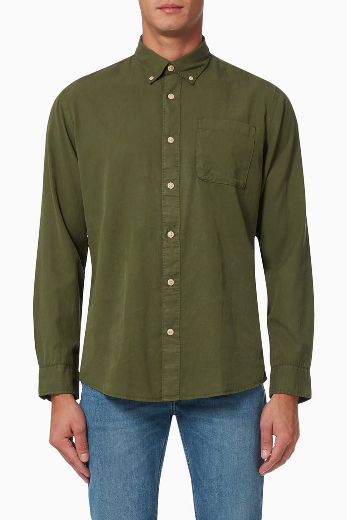 Buttoned Shirt in Soft Tencel™ Lyocell, Green