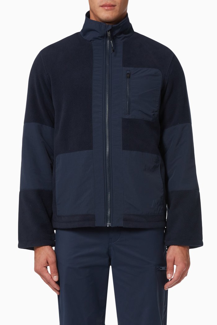 

High Neck Jacket in Fleece, Blue