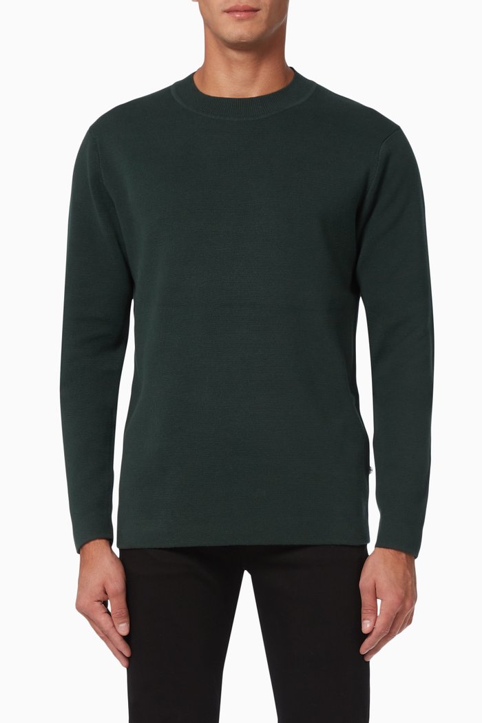 

Knit Pullover in Cotton, Green