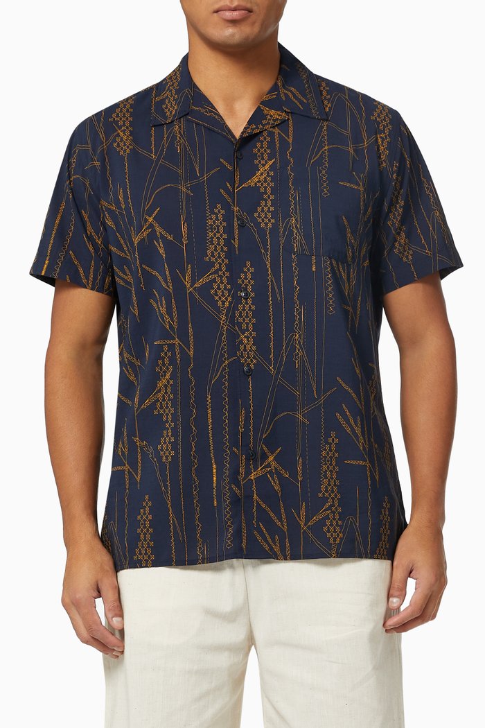 

Printed Shirt in Soft Cotton-Tencel™ Modal, Blue