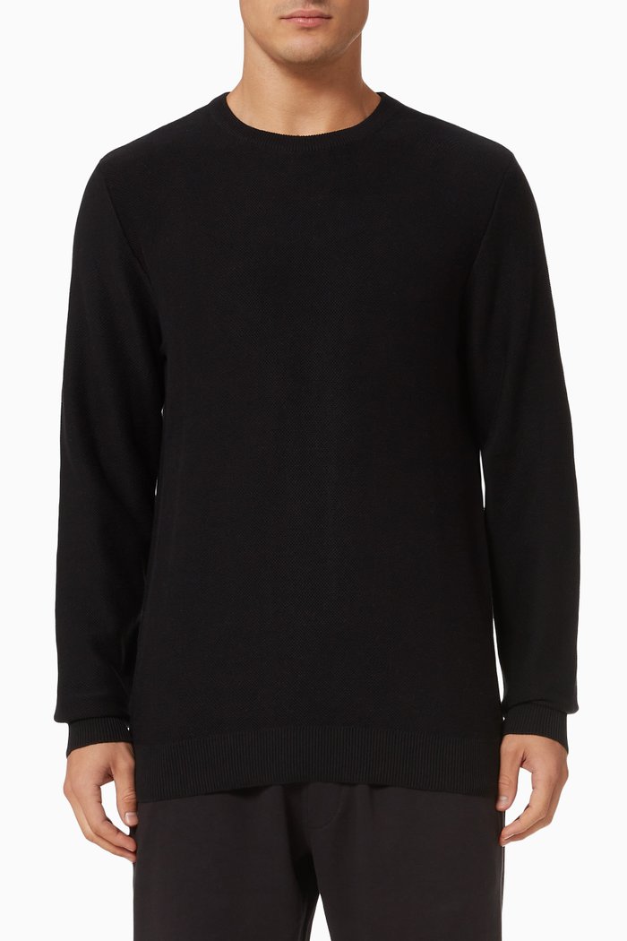 

Textured Knit Sweater in Organic Cotton, Black