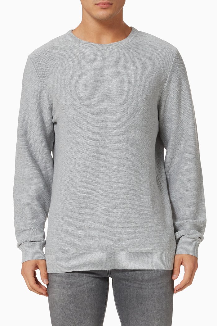 

Textured Knit Sweater in Organic Cotton, Grey