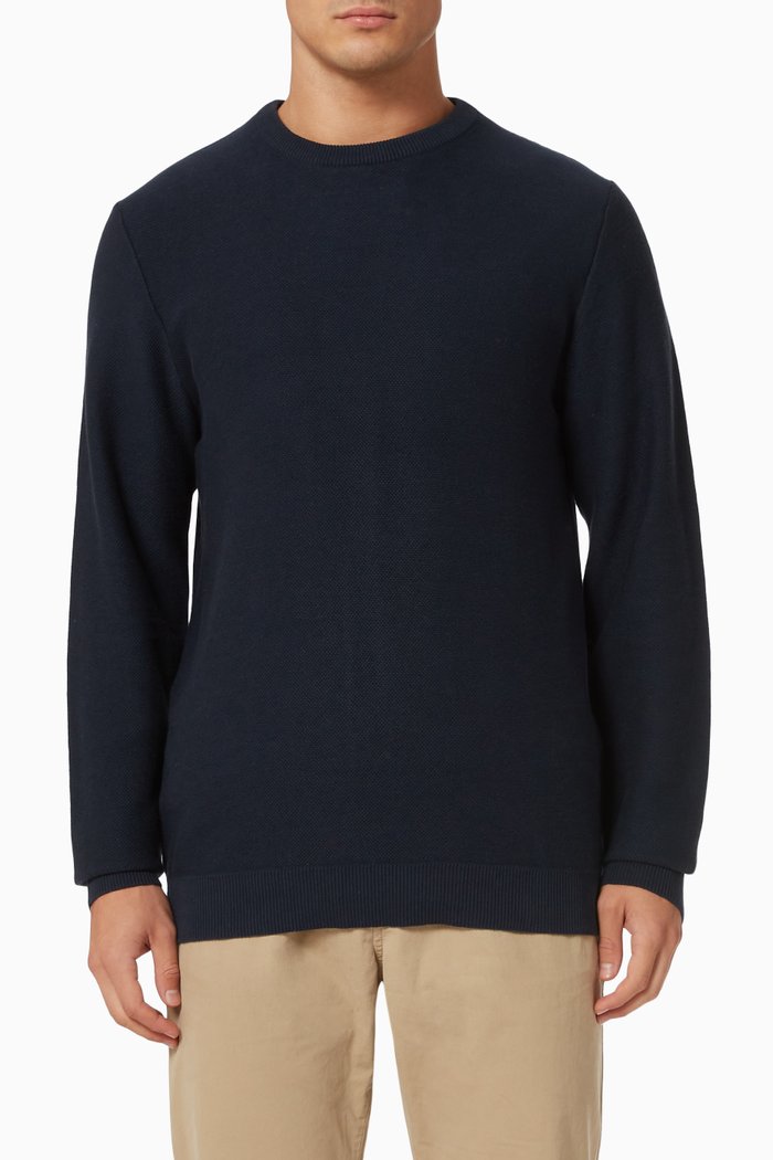 

Textured Knit Sweater in Organic Cotton, Blue