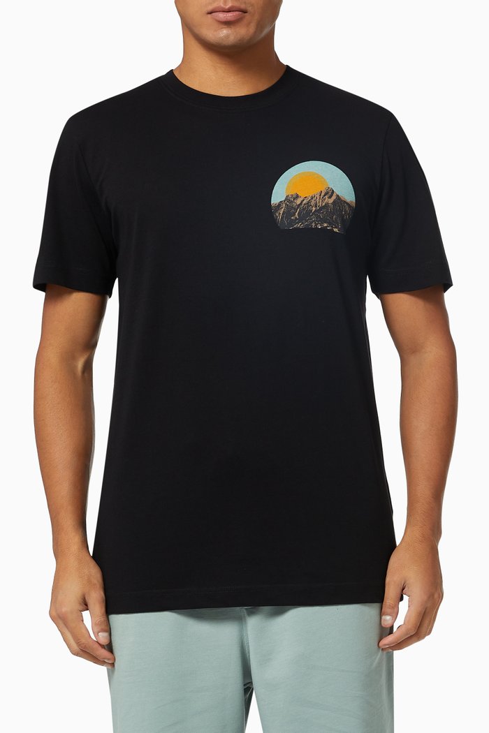 

Outdoor Inspired Print T-shirt in Organic Cotton, Black
