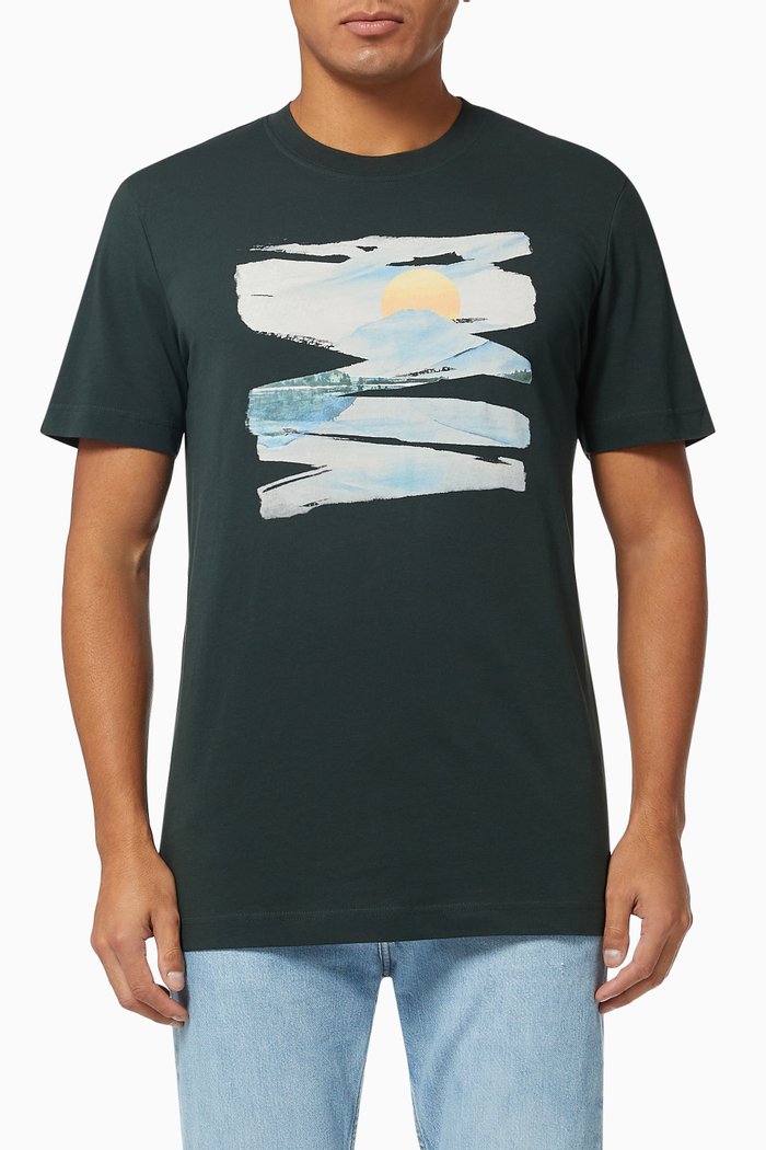 

Outdoor Inspired Print T-shirt in Organic Cotton, Green