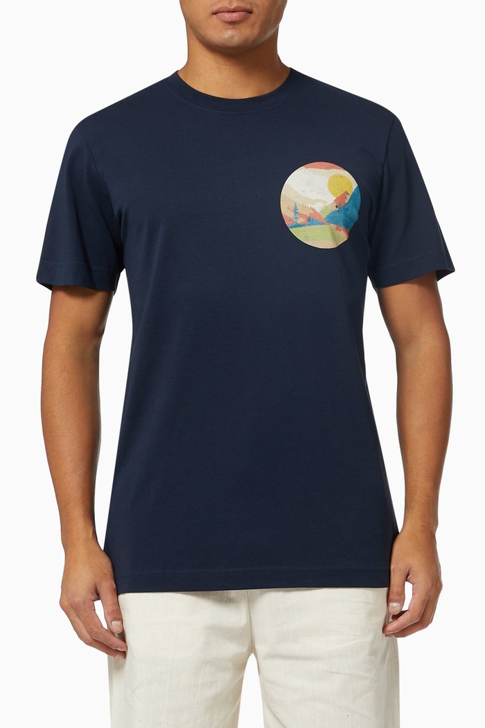 

Outdoor Inspired Print T-shirt in Organic Cotton, Blue