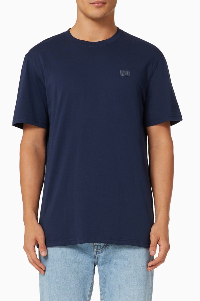 

Soft Small Chest Badge T-shirt in Cotton, Blue