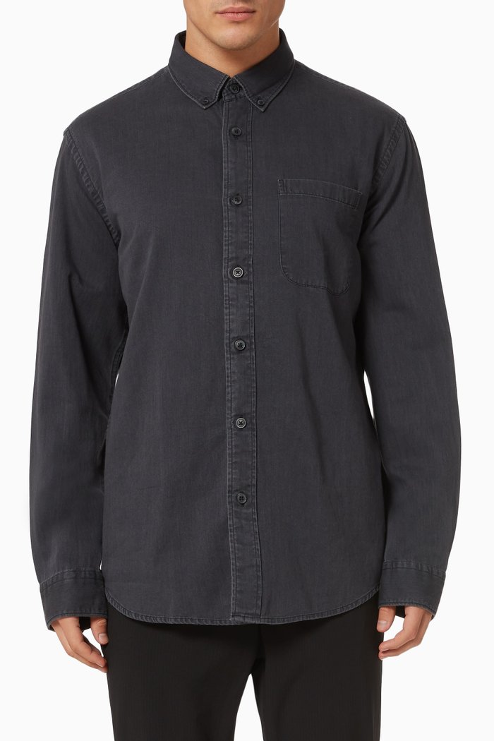 

Denim Shirt in Cotton, Grey