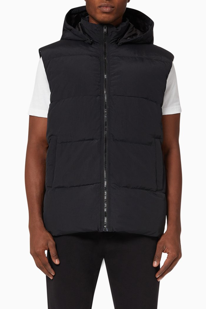 Tyrion Padded Vest in Recycled Nylon, Black