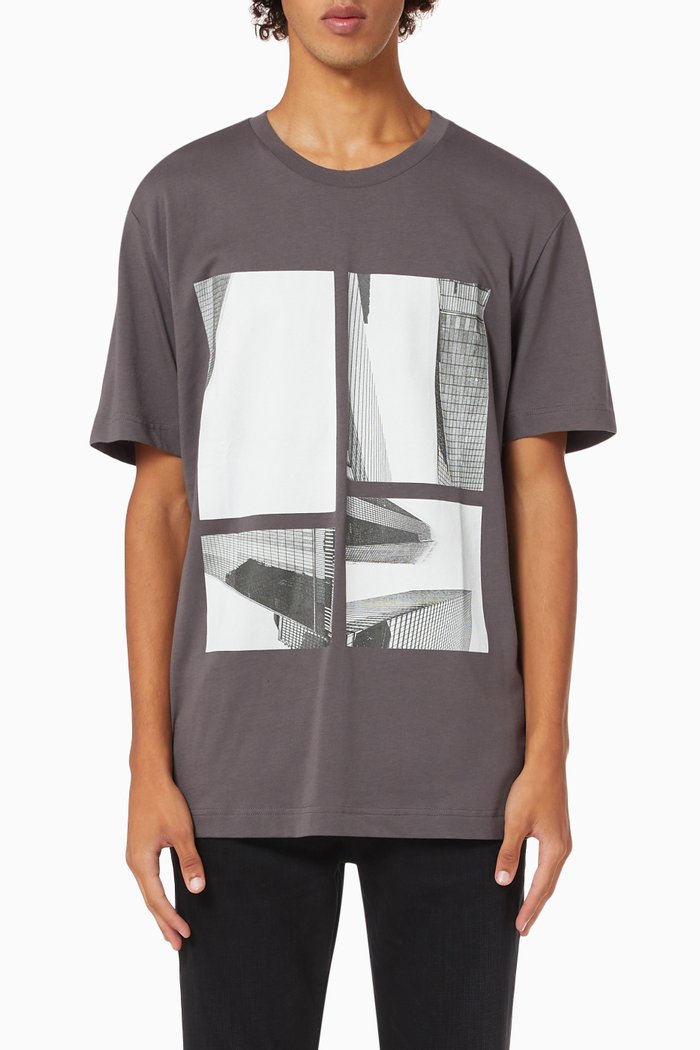 Graphic Print T-shirt in Organic Cotton, Grey