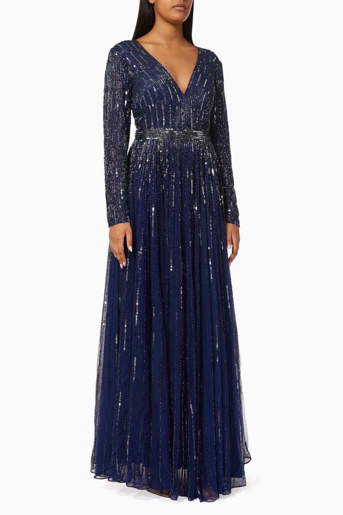 

Gathered Gown in Sequin Tulle, Blue