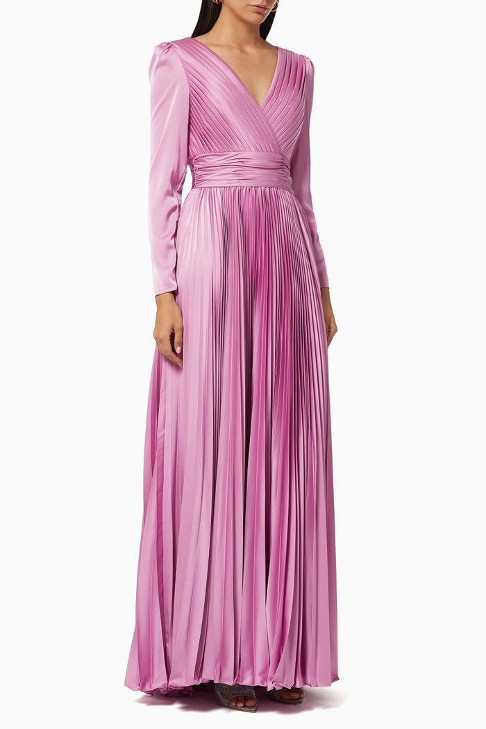 

Plissé Gown in Satin, Purple