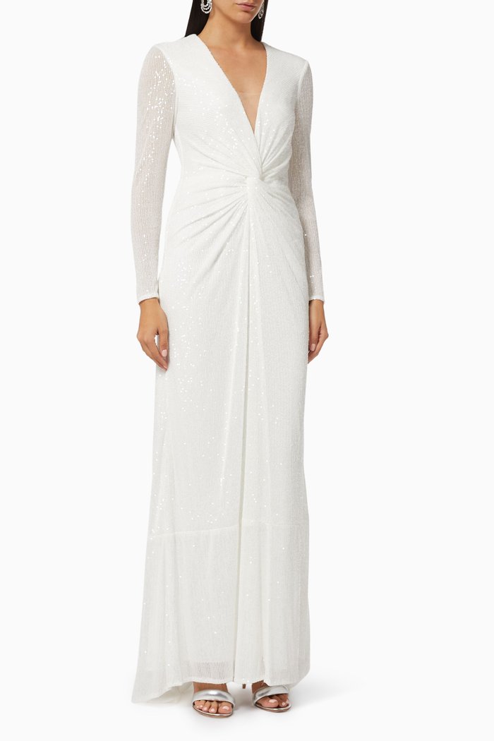 

Sequin Knot Dress, White