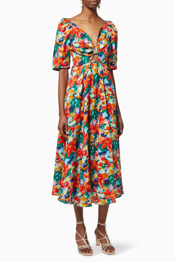 

Lexi Midi Dress in Linen, Multicolour