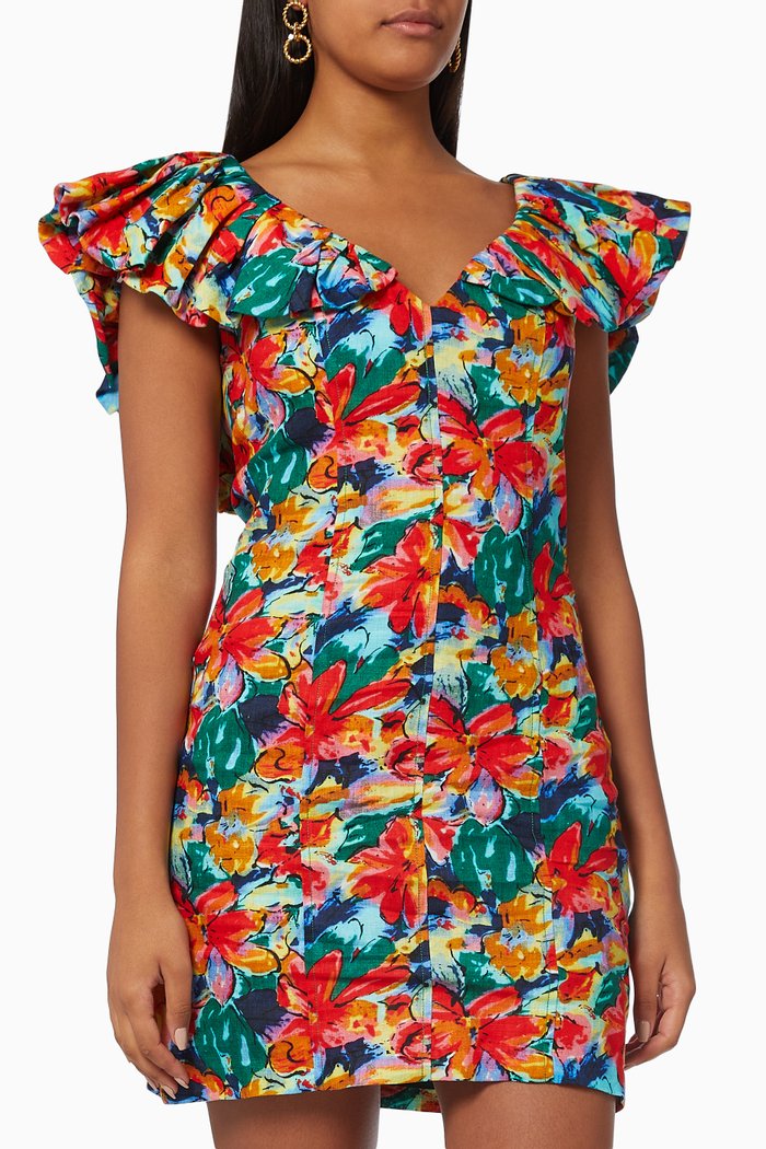 

Leia Mini Dress in Linen, Multicolour