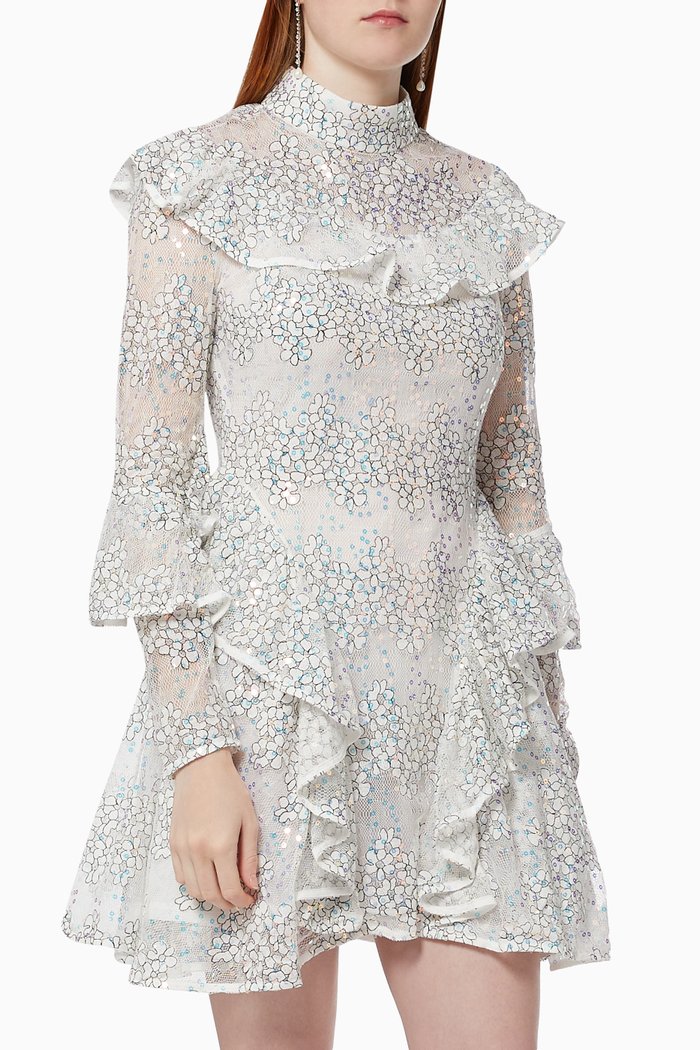 Waratah Dress in Embroidered Mesh, Multicolour