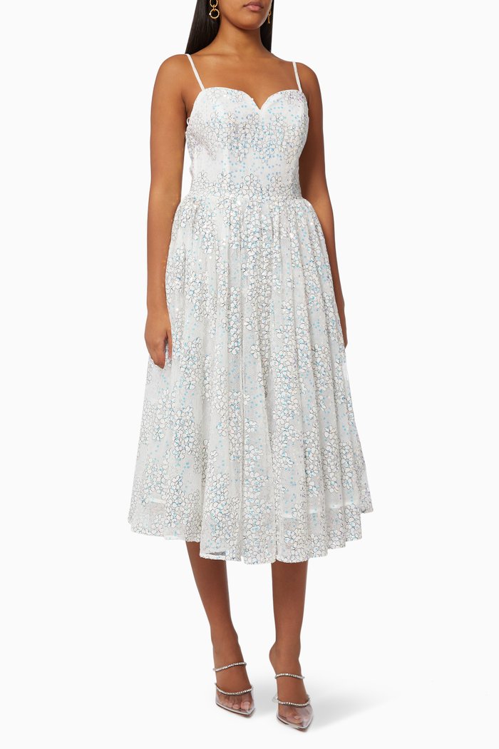 

Harrow Dress in Embroidered Mesh, Multicolour