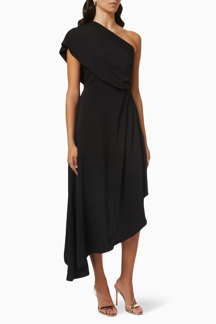 

Alpinia Dress in Fluid Crepe, Black