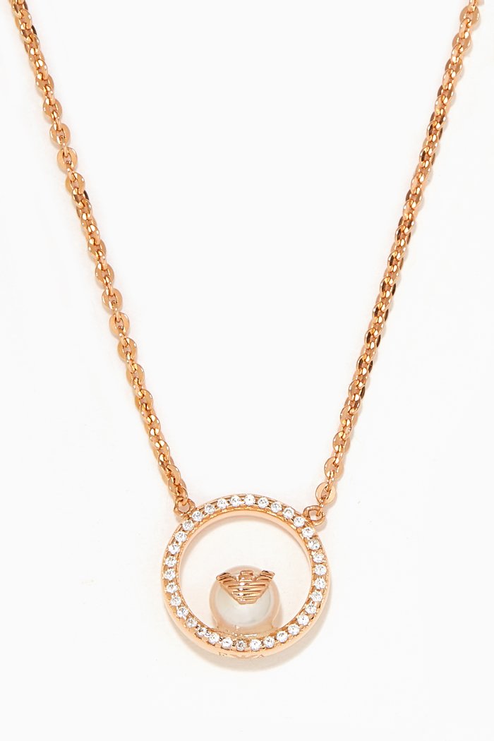 

Sentimental Pearl Necklace in Sterling Silver, Rose gold