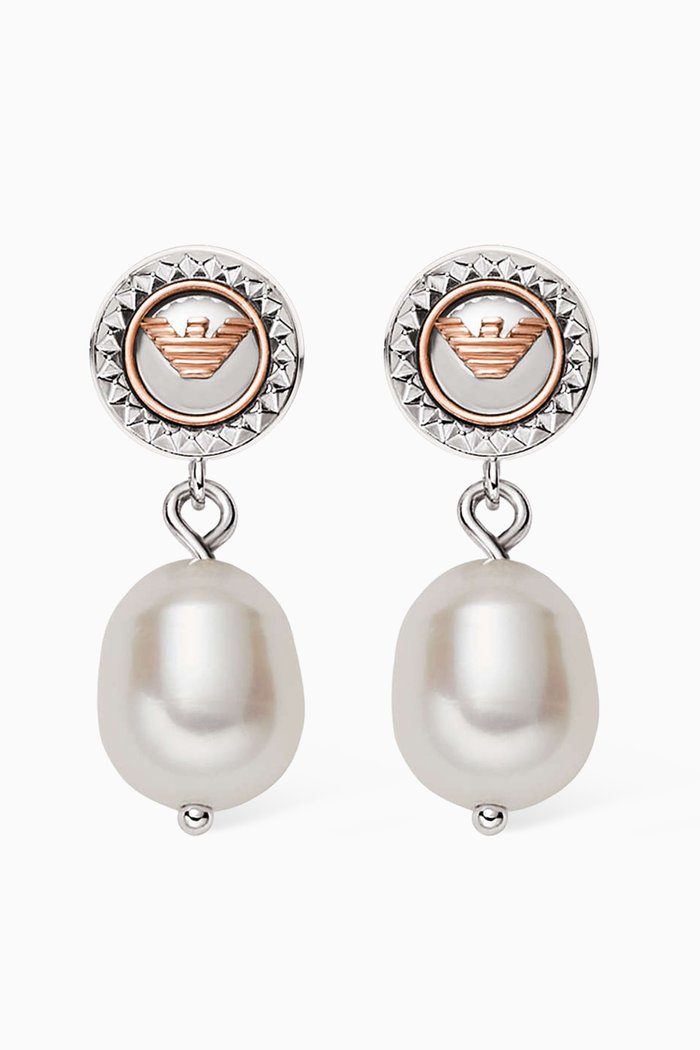 

Essential Pearl Drop Earrings in Sterling Silver, Rose gold