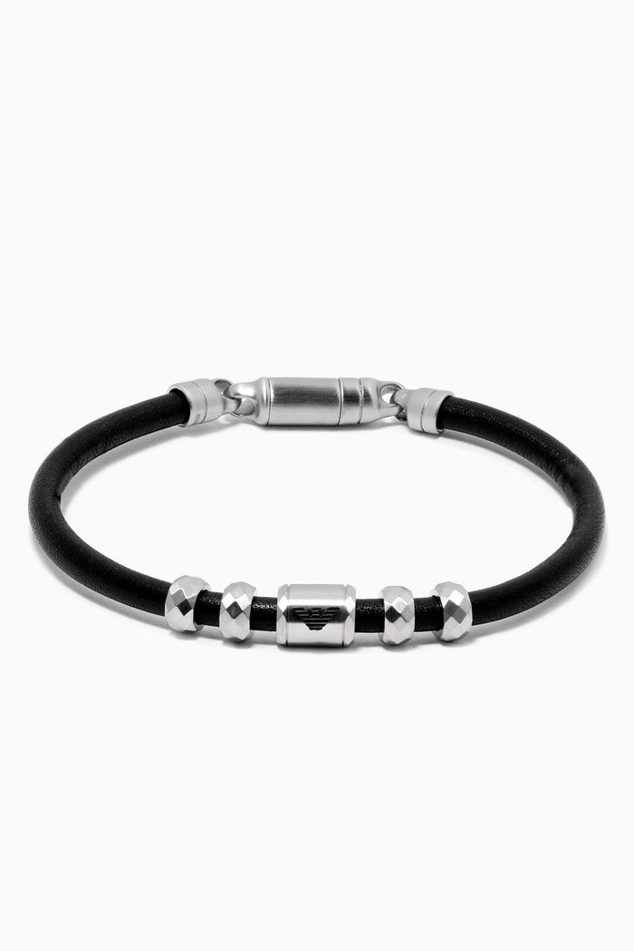 

EA Eagle Engraved Bracelet in Stainless Steel, Black