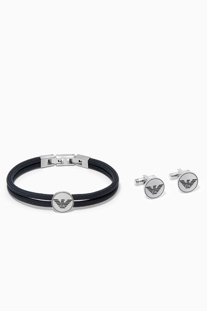 

Essential Logo Cufflinks and Bracelet Set, Black
