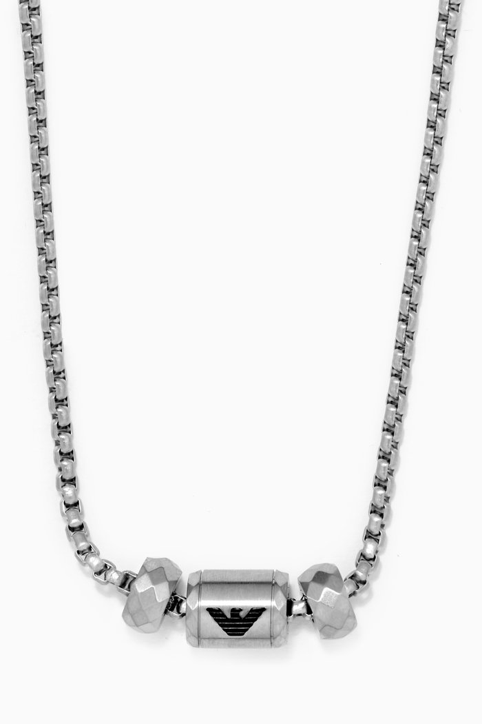 

EA Eagle Pendant Necklace in Stainless Steel, Silver